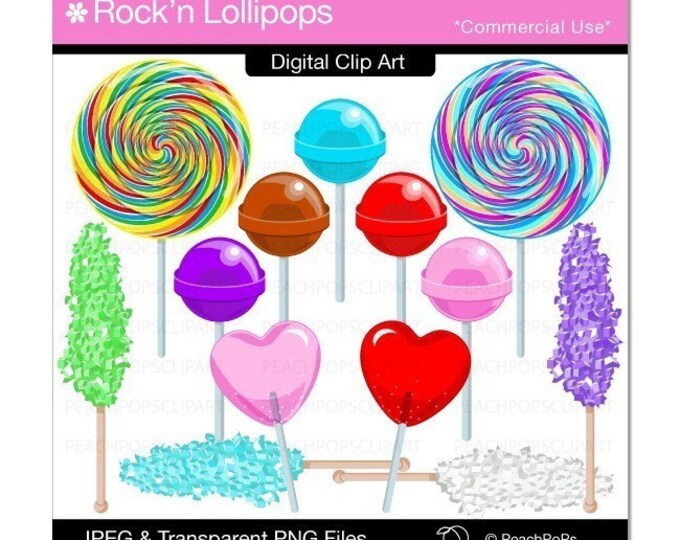 Lollipops and Rock Candy Digital Clip Art Design Elements Sweets