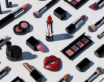 Cute Makeup Clipart 35 Bundle, Clipart Kosmetyków, Zestaw Ilustracji Urody, Makijaż Do Wydrukowania, Zestaw Sztuki Cyfrowej