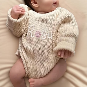 Newborn Baby Romper, Custom Baby Name Romper, Newborn Gender Neutral Outfit, Embroidered Romper with Name, Coming Home Outfit, Baby Gifts