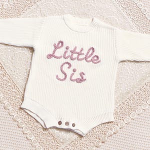Infant Baby Personalized Hand Embroidered Sweater Romper, Custom Baby Name Romper, Newborn Bodysuit, First Birthday Baby Coming Home Outfit