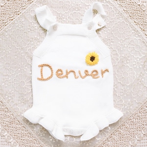 Personalized Embroidered Baby Romper, Custom Baby Name Romper, Baby Summer Bodysuit, Newborn Baby Gift, First Birthday Gift, Baby 1 Outfit