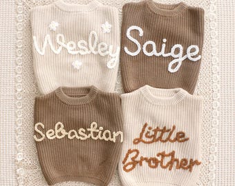 Custom Embroidered Baby Sweater, Personalized Baby Name Jumper, Knitted Baby Cardigan, Toddler Knit Sweatshirt, Newborn Gift