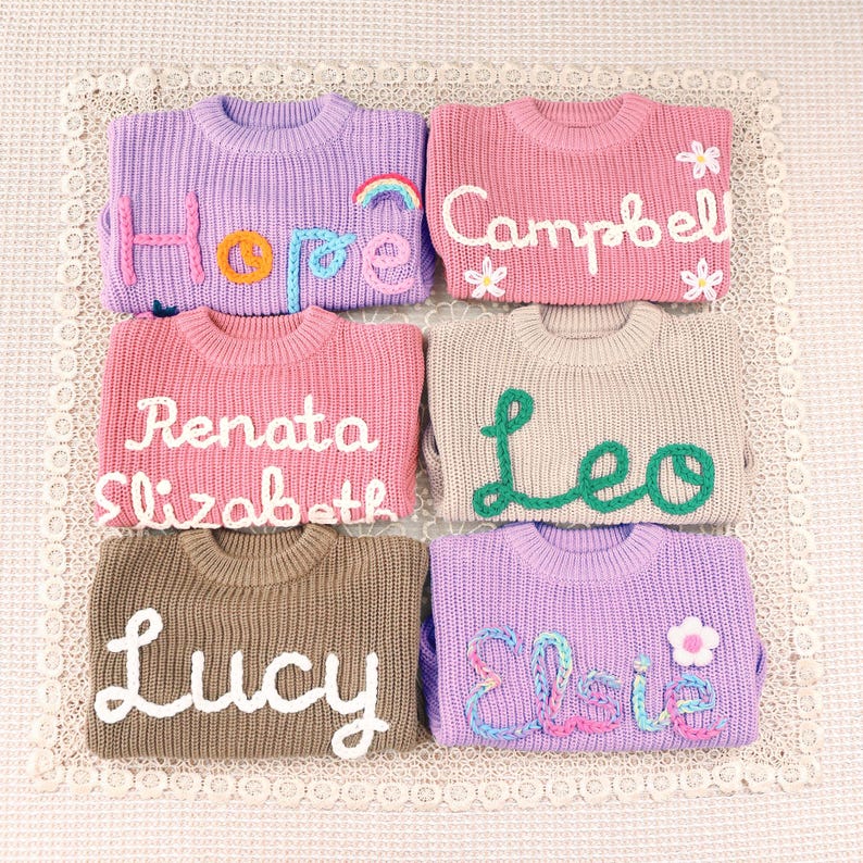 Personalized Baby Sweater with Name, Custom Name Jumper, Embroidered Toddler Sweater,1st Birthday Outfit,Personalised Gift for Baby Boy Girl image 18
