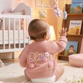 Custom Little Girls Cardigan, Knitted Name Cardigan, Personalised Newborn Cardigan, Embroidered Baby Cardigan with Name, Baby Shower Gift