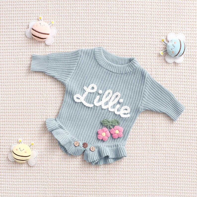 Custom Cotton Knit Baby Romper, Personalized Baby Name Romper, Going Home Outfit Sleeper, Newborn Announcement Outfit, Knit Onsie With Name image 6