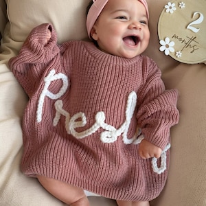 Embroidered Name Baby Sweater, Baby Sweater with Name, Personalised baby Jumper, Custom Baby Sweater, Baby Coming Home Outfit, Baby Gifts