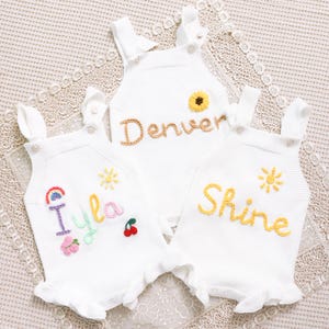 Custom Baby Name Romper, Cute Baby Girl Romper, Cake Smash Outfit, Embroidered Baby Name Romper, First Birthday Party Dress, Baby Girls Gift