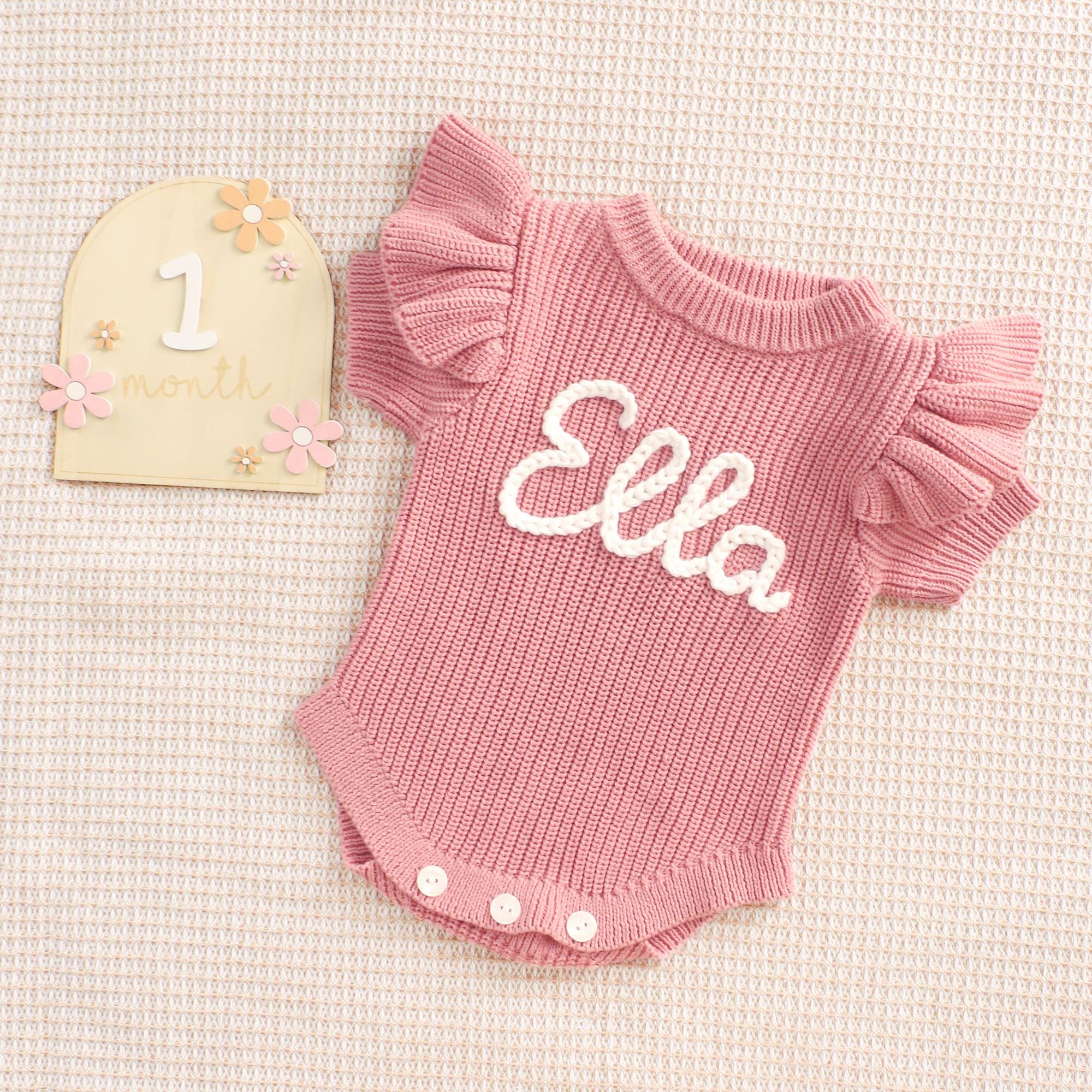 Custom Baby Name Romper, Personalized Baby Girl Romper, Ruffle Romper ...