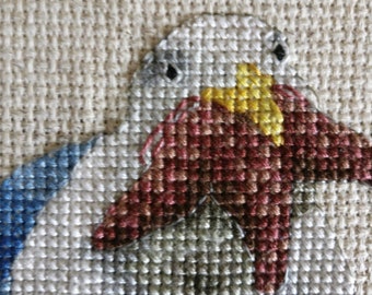 Seagull and Starfish crossstitch, original design