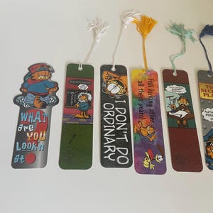 Lot of 6 Vintage 1990s Garfield Bookmarks|Funny, Puns|Tassles