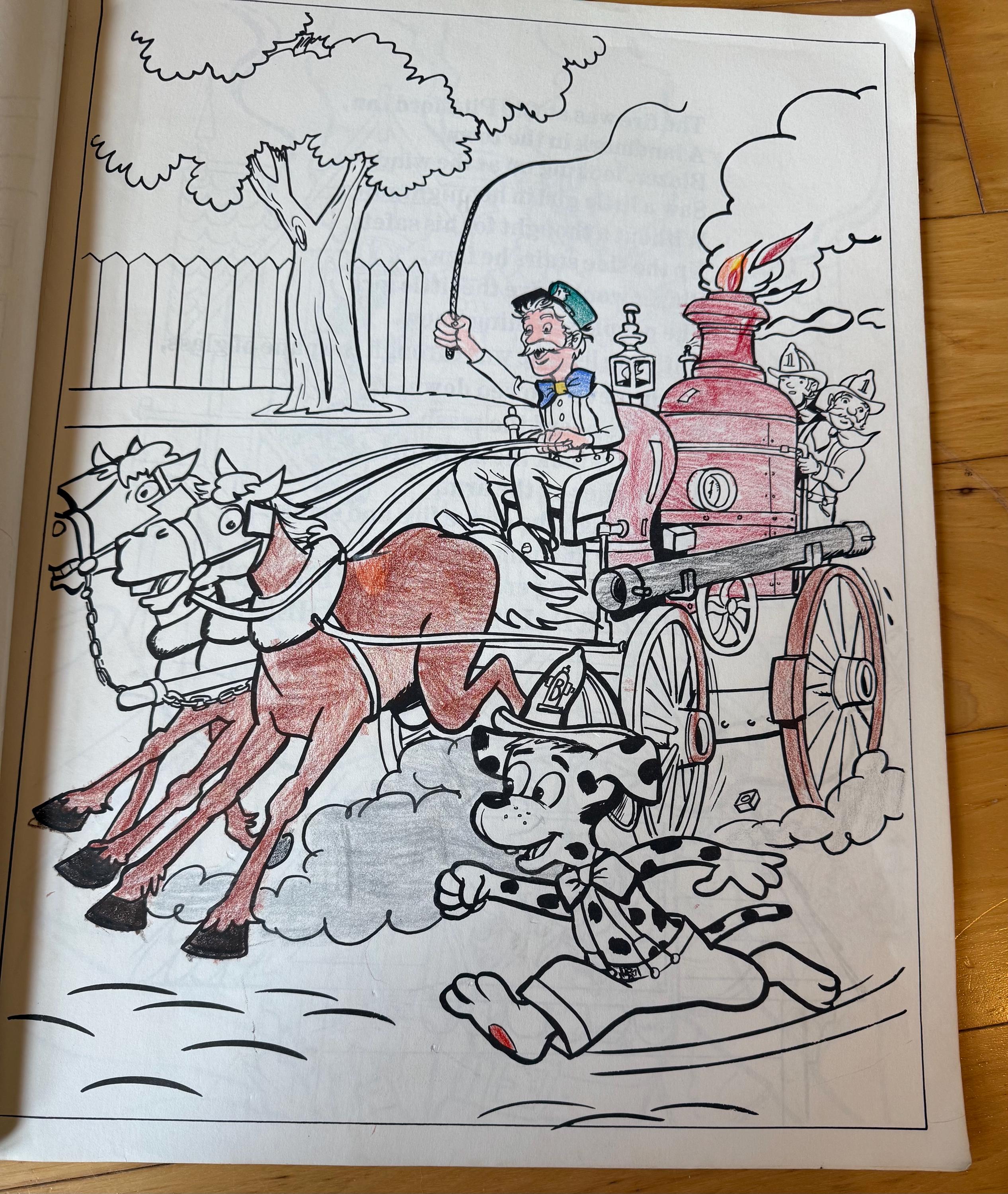 1977 Giant Coloring Story Book Blazer the Firedog! Vintage Firefighter ...