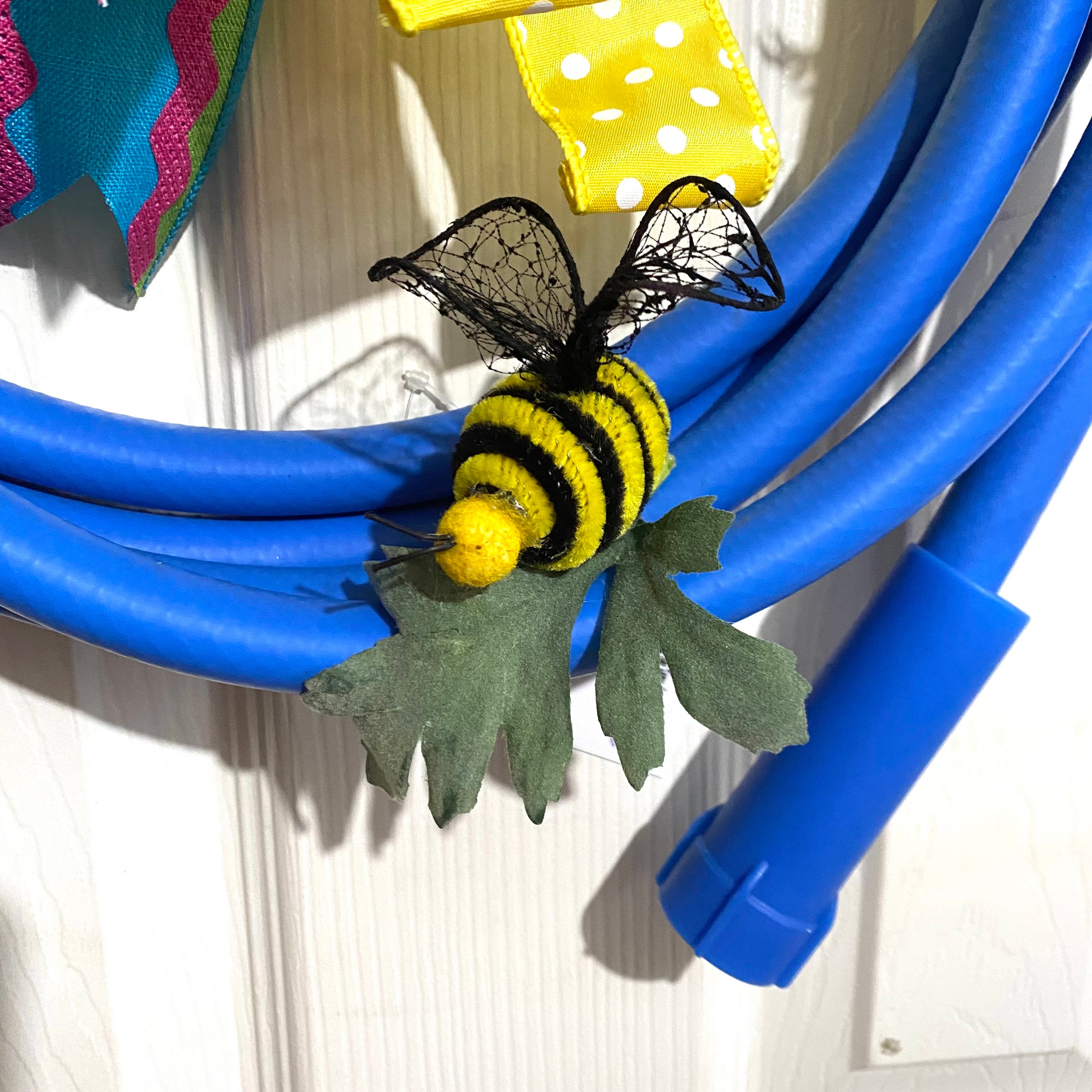 Blue Garden Hose Bee Wreath Etsy