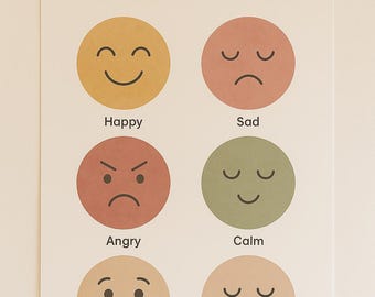 My Feelings Chart | Toddler Emotions Poster | Montessori Inspired | Neutral Emotions Chart | Calm Corner | Printable | Digital Download