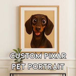 Custom Pixar-Style Pet Portrait – Personalized Dog or Cat Cartoon Drawing – Digital Download – Animated Pet Art – Unique Gift Idea