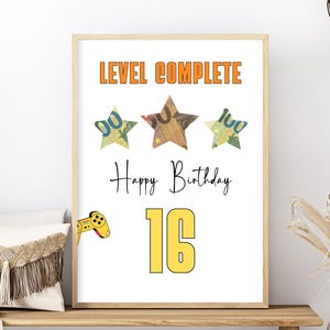 Regalo en efectivo para un 16.º cumpleaños | Idea de regalo creativa | Regalo de cumpleaños | A4 | Descarga de póster de regalo de 16.º cumpleaños | PDF