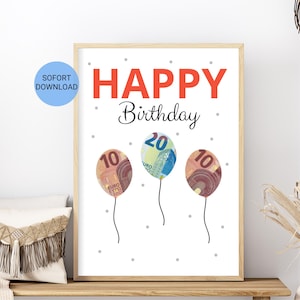 Geld cadeau voor verjaardag | Wensenvervuller om zelf af te drukken | Geef creatief een geldgeschenk | Cadeau | Verjaardagscadeau