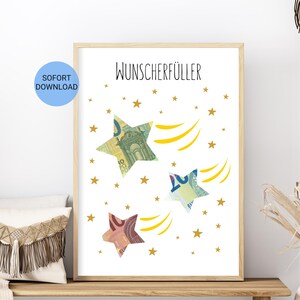 Verjaardagscadeau in geld | Last minute verjaardagscadeau in geld, direct te downloaden, creatief cadeau | Wensenvervuller om zelf af te drukken