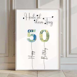 Regalo en efectivo para un 50 cumpleaños | Regalo de cumpleaños | Idea de regalo creativa | Descargar PDF | Póster redondo de cumpleaños | Feliz cumpleaños | A4