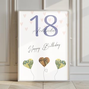 Cadeau d'anniversaire pour 18 ans | Téléchargement PDF instantané | Idée cadeau créative | Poster cadeau pour les anniversaires marquants | Format A4