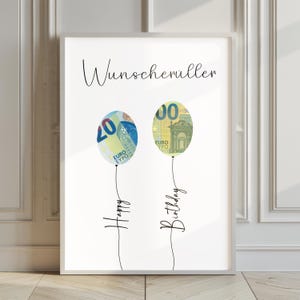 Verjaardagscadeau in geld | Direct te downloaden verjaardagscadeau | Creatief cadeau-idee | Wensenvervuller in de vorm van een verjaardagskaart | Postercadeau