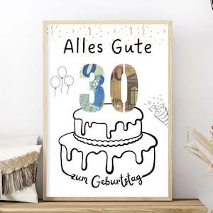 Presente em dinheiro para um aniversário de 30 anos | Download de presente de aniversário | Ideia criativa de presente | Pôster para impressão para um aniversário marcante
