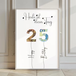 Regalo en efectivo para un 25 cumpleaños | Regalo de cumpleaños | Idea de regalo creativa | Descargar PDF | Póster redondo de cumpleaños | Feliz cumpleaños | A4
