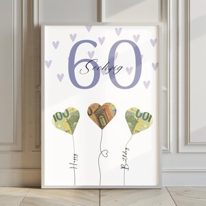 Cadeau d'anniversaire pour 60 ans | Cadeau d'anniversaire | Idée cadeau créative | Affiche cadeau pour un anniversaire marquant | Téléchargement numérique PDF