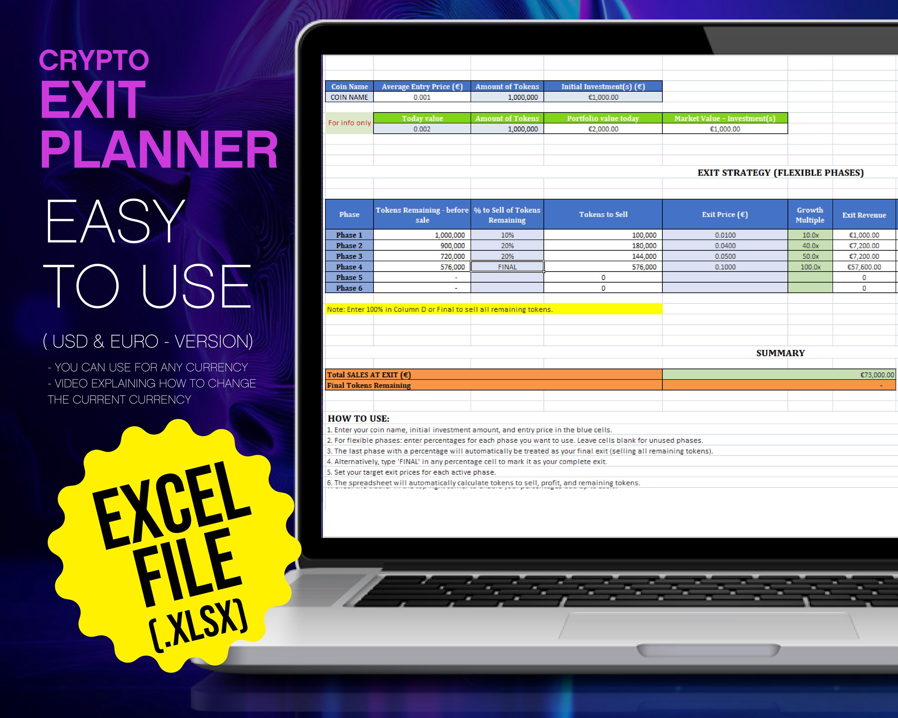 Excel Template Exit Strategy Crypto - Etsy