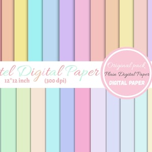 Pastel Digital Paper: 30 PNG Plain Backgrounds (Digital Download)