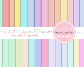 Pastel Digital Paper: 30 PNG Plain Backgrounds (Digital Download)