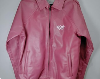 Handmade Pink Sheep Leather Bomber Jacket  Unisex Wleti Outerwear Available in All Sizes
