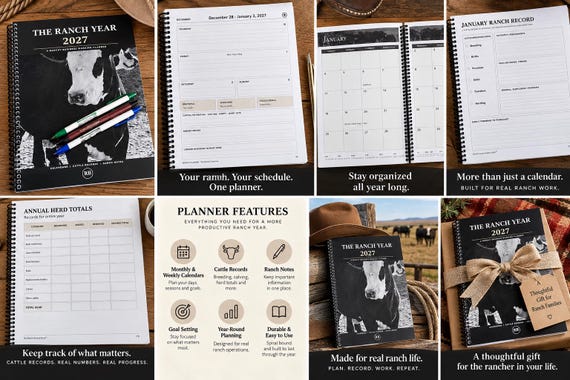 The Ranch Year 2027 - A Ranchy Business Working Planner - includes Calendars - Cattle Records - Ranch Notes