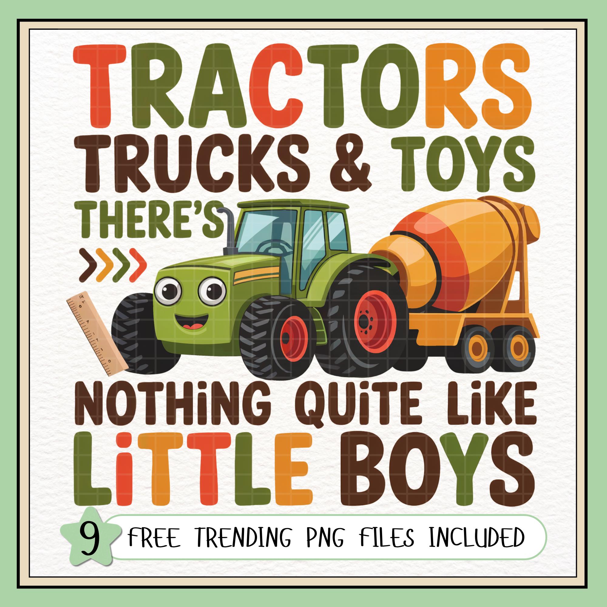 Tractor Truck Toys PNG – Cute Boys Room Decor, Construction Vehicle PNG, Kids Nursery PNG, Printable Boys Birthday Shirt, Baby Shower Gift