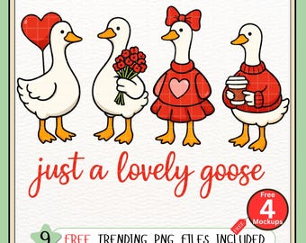 Download digitale PNG di San Valentino con oca, Clipart di San Valentino con oca "Solo un'adorabile oca", Illustrazione divertente di un'oca innamorata