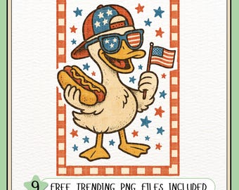 Patriotic Goose 4th of July PNG: Americana Kid's Shirt Design (Digital Download)