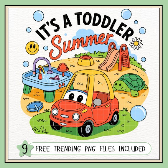 Toddler Summer Playground PNG, Outdoor Playtime Toddler Digital Download, Cozy Coupe Car Tee, Fun Kids Preschool Clipart