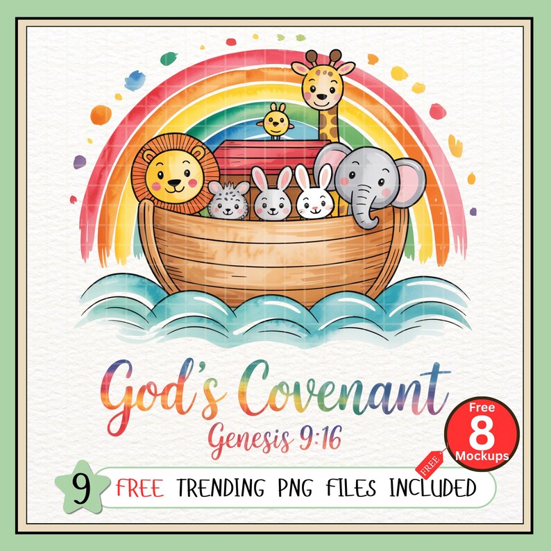 God's Covenant Noahs Ark PNG | Faith Genesis 9:16 | Christian Kids' T ...