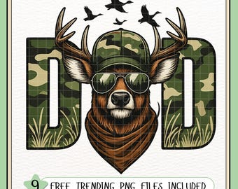 Retro Camo Dad Deer PNG: jachtvaderdag clipart (digitale download)