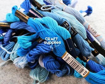ヴィンテージブルーコットン刺繍糸セット – 10玉 オーシャンシェード