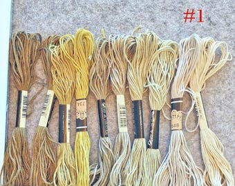 Paquete de hilos de bordar vintage, madejas de algodón en tonos tierra pastel neutros, lotes surtidos de 10.