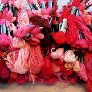 Vintage Cotton Embroidery Floss Bundle, Pink Red Burgundy, Craft Thread  Mix Set of 10
