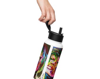 Sassy Stainless Steel Water Bottle with Straw: Insulated, 32oz