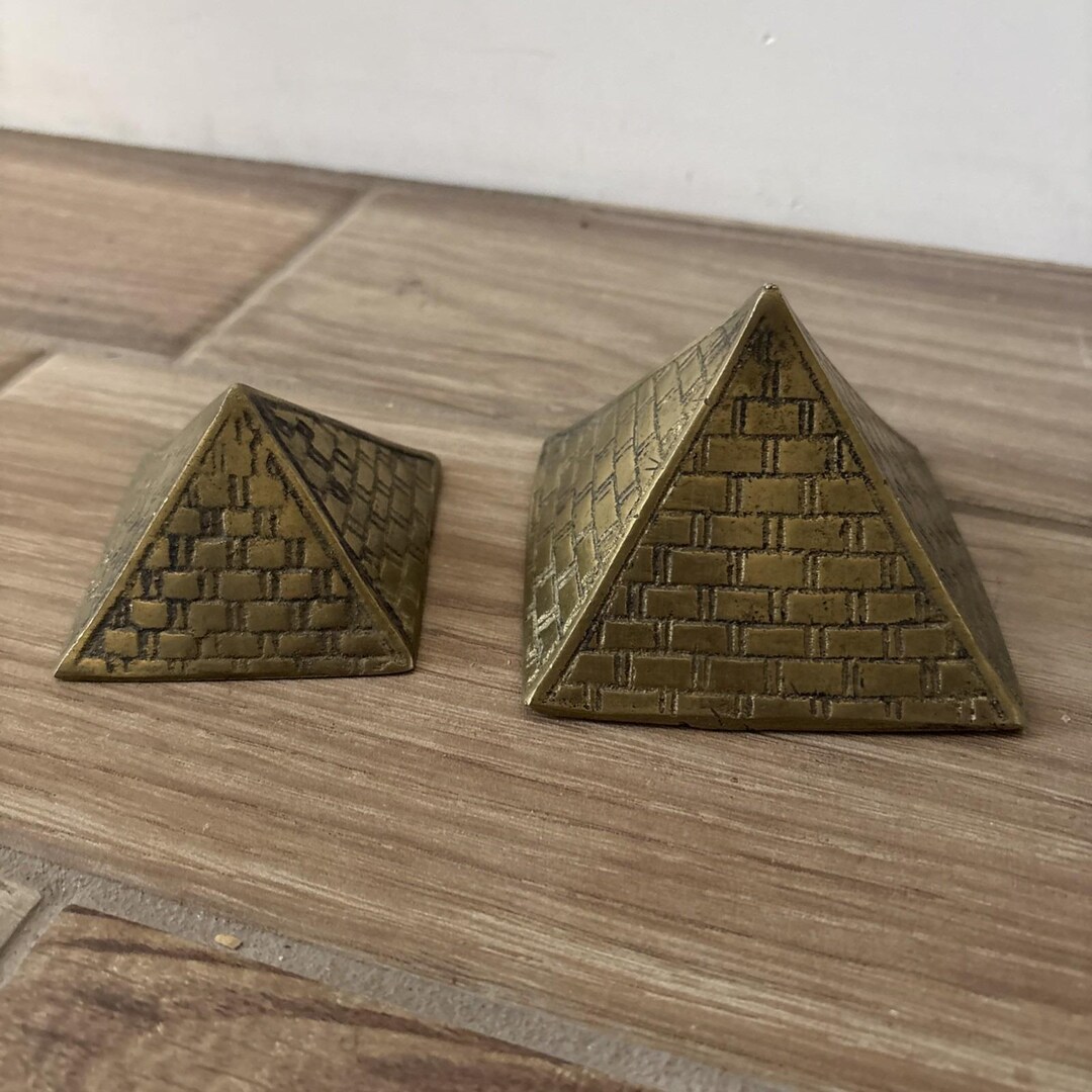 Set of 2 Egyptian Pyramids Small Cast Brass Metal Nesting Paperweights ...