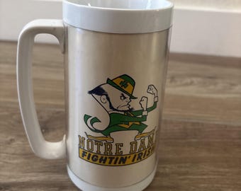 Vintage Fightin Irish Thermo-Serv Insulated Mug Notre Dame Collectible Fast Ship