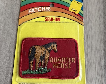Parche bordado termoadhesivo de recuerdo de la raza de caballo Quarter Horse de la época vintage.