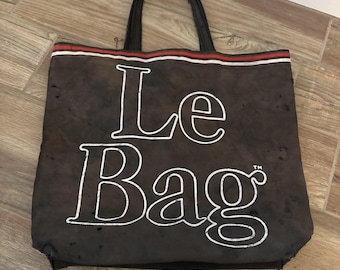 Le Bag Tote Vintage Damen 1980er Jahre Ära made in Taiwan robustes Segeltuch schwarz und rot