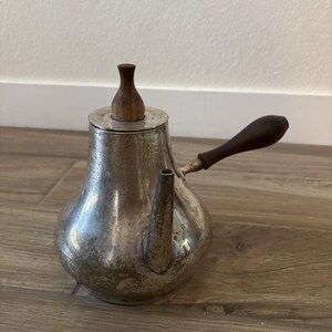 VTG Kalmar Style Italian Coffee Pot Teakwood Handle Tea Pot MCM 1960s