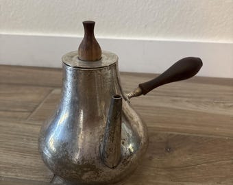 VTG Kalmar-stijl Italiaanse koffiepot theepot met teakhouten handvat MCM jaren 60