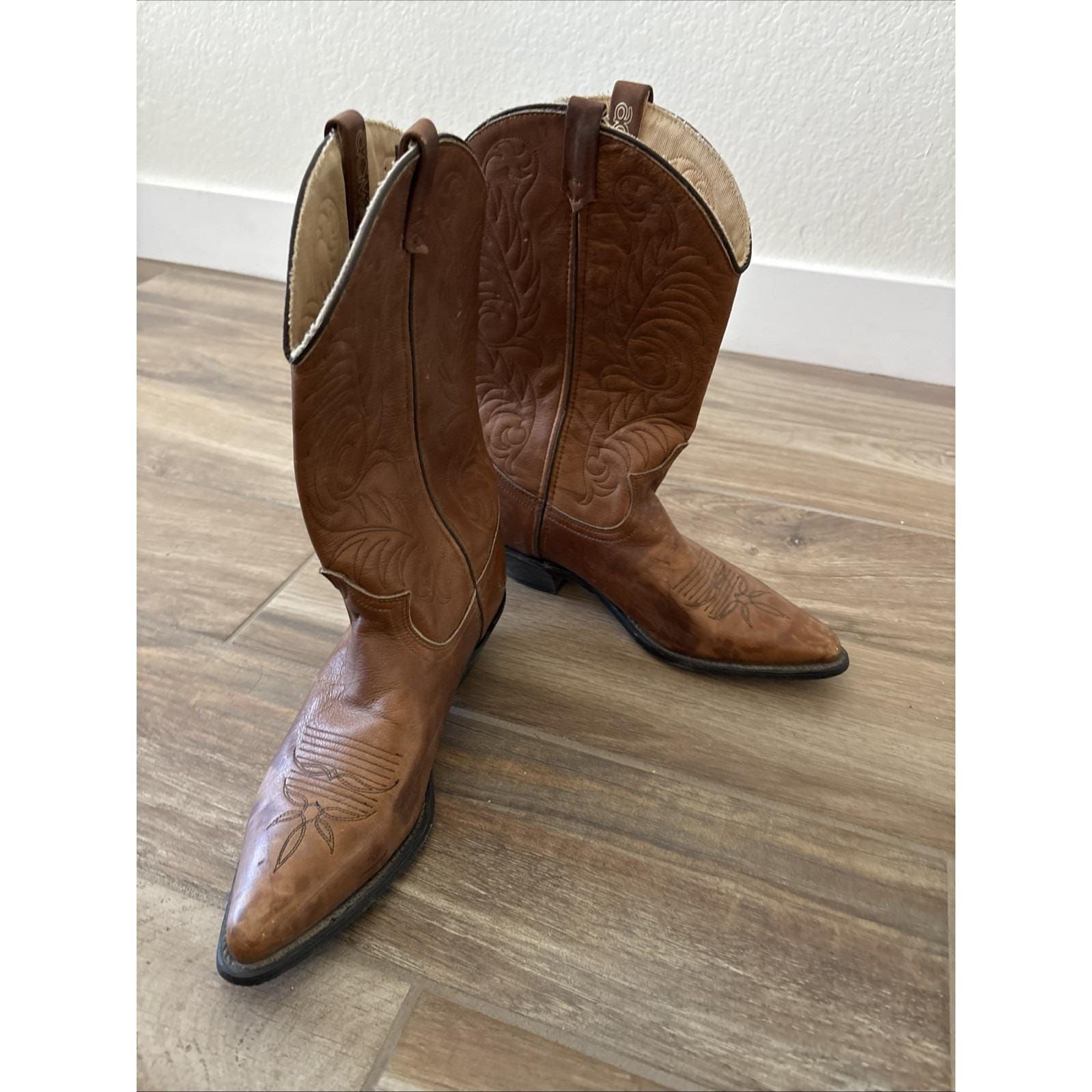 Acme Brown Leather Dingo Boots Circa 1980s Made in USA 8.5m  display picture 3