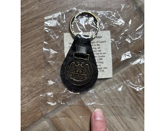 New spes mea in deo 32 Gold keychain with top grade leather Masonic Item